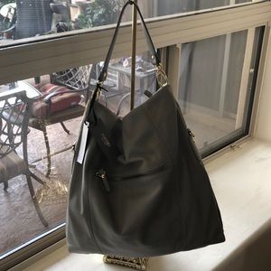 Pietro Gray Leather Hobo Handbag (New With Tags)
